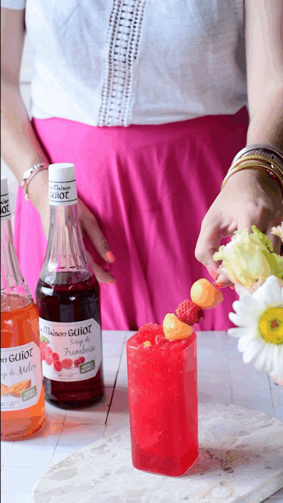 Granité maison à la framboise et au melon