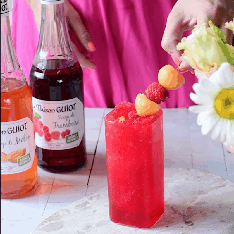 Granité maison à la framboise et au melon