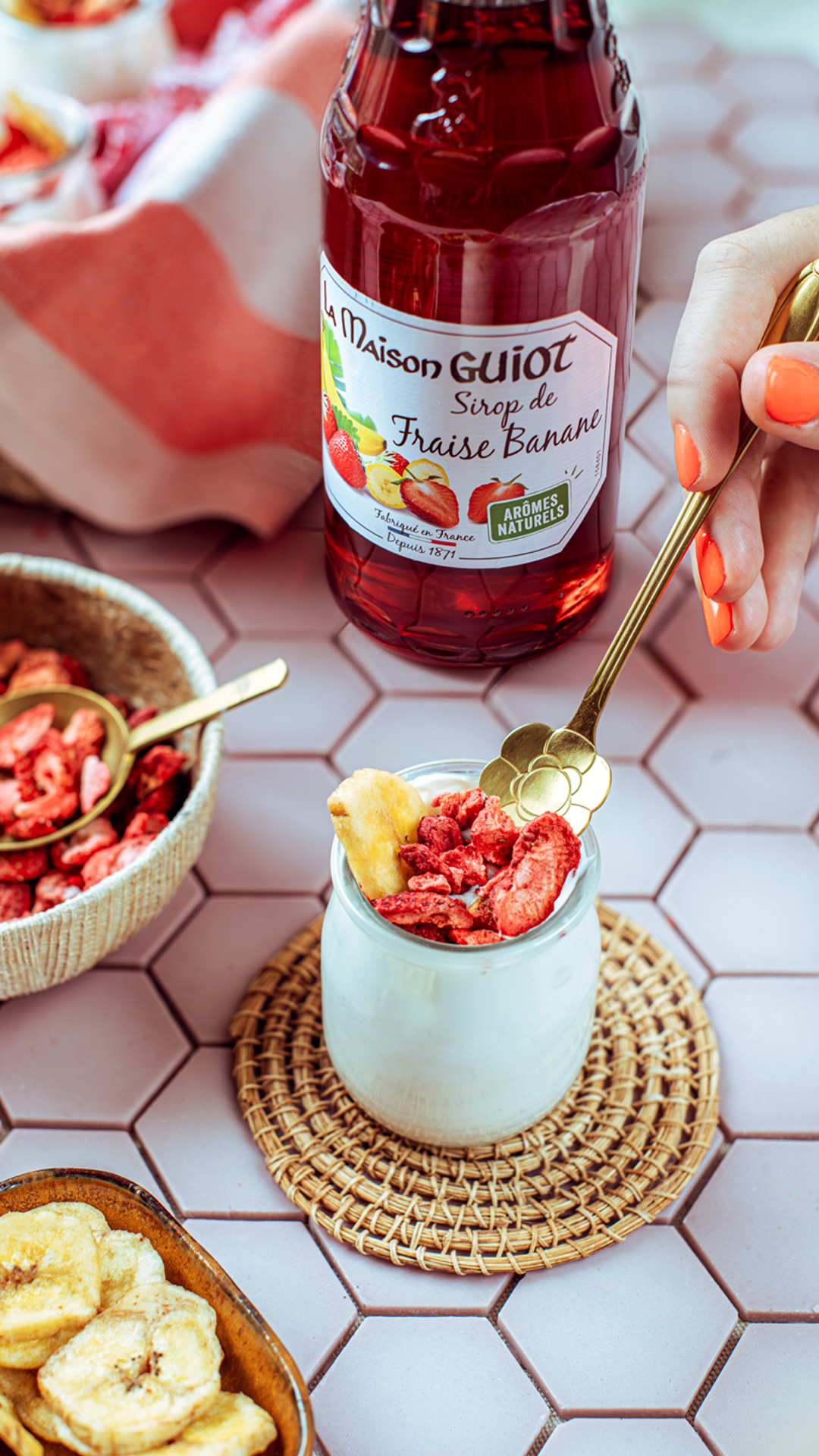 Yaourt au sirop de Fraise Banane