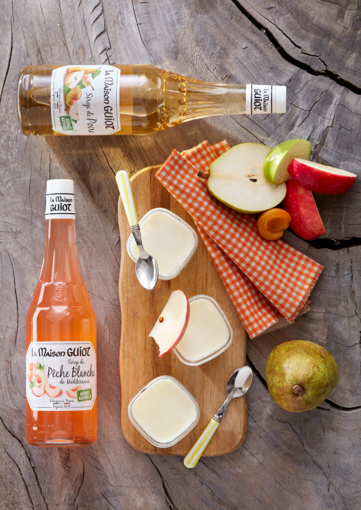 Yaourts au sirop de fruits du verger